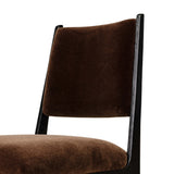 A metal frame with a tapered profile pairs with a velvety brown upholstered seat and back, striking balance in both scale in texture.As lovers of natural aesthetics at Amethyst, we love the warm modern inspired Valeene Dining Chair - Monte Chocolate. This item pairs well with other brands such as Four Hands and is perfect for loft homes Amethyst Home provides interior design, new home construction design consulting, vintage area rugs, and lighting in the Dallas metro area.
