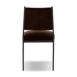 A metal frame with a tapered profile pairs with a velvety brown upholstered seat and back, striking balance in both scale in texture.As lovers of natural aesthetics at Amethyst, we love the warm modern inspired Valeene Dining Chair - Monte Chocolate. This item pairs well with other brands such as Four Hands and is perfect for loft homes Amethyst Home provides interior design, new home construction design consulting, vintage area rugs, and lighting in the Miami metro area.