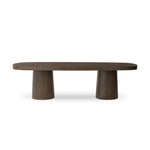 Featuring Valen Rustic Brown Oak Veneer Dining Table by Four Hands at Amethyst Home. Smooth and shapely with heavy proportions, exaggerated cylinder legs pair with a softened pill-shaped top, with subtly arched sides. Made from oak veneer with a rustic brown finish, for a warm, welcoming look.Overall Dimensions: 108.00"w x 45.00"d x 30.00"hWeight : 254. Amethyst Home provides interior design, new home construction design consulting, vintage area rugs, and lighting in the Salt Lake City metro area.