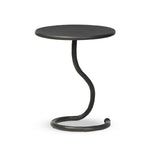 Featuring Vera Hammered Gunmetal End Table by Four Hands at Amethyst Home. A low-profile end table features a snake-like base finished in a hammered gunmetal. Perfectly sized to keep your favorite drink or book within reach, to make your evening ritual a little smoother. Overall Dimensions: 16.00"w x 16.00"d x 18.75"h. Amethyst Home provides interior design, new home construction design consulting, vintage area rugs, and lighting in the Charlotte metro area.