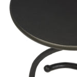 Featuring Vera Hammered Gunmetal End Table by Four Hands at Amethyst Home. A low-profile end table features a snake-like base finished in a hammered gunmetal. Perfectly sized to keep your favorite drink or book within reach, to make your evening ritual a little smoother. Overall Dimensions: 16.00"w x 16.00"d x 18.75"h. Amethyst Home provides interior design, new home construction design consulting, vintage area rugs, and lighting in the Newport Beach metro area.