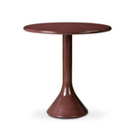 Retro vibes. Made from smooth, solid concrete with a high-gloss red finish, this counter-height table supports a rounded top that's perfect for intimate dining or cocktail hour.As lovers of natural aesthetics at Amethyst, we love the warm modern inspired Vernon Bar Table. Amethyst Home provides interior design, new home construction design consulting, vintage area rugs, and lighting in the Charlotte metro area.