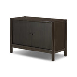 Lacquered cabinets make for evocative storage with their everlasting glossy finish. Great for small spaces, this sideboard with interior shelves features worn black oak doors for balance and contrast Amethyst Home provides interior design, new home construction design consulting, vintage area rugs, and lighting in the Monterey metro area.