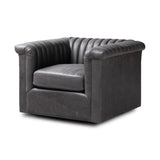 Featuring Watson Palermo Black Swivel Chair by Four Hands at Amethyst Home. Try a uniquely fresh take on traditional. Squared arms reimagine the English roll arm, with vertical channeling for a linear look with great texture. Swivel chair is upholstered in a thick-cut leather with natural graining throughout for added depth.
Overall Dimensions: 37.00"w x. Amethyst Home provides interior design, new home construction design consulting, vintage area rugs, and lighting in the Laguna Beach metro area.