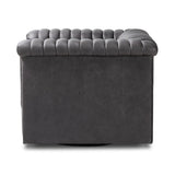 Featuring Watson Palermo Black Swivel Chair by Four Hands at Amethyst Home. Try a uniquely fresh take on traditional. Squared arms reimagine the English roll arm, with vertical channeling for a linear look with great texture. Swivel chair is upholstered in a thick-cut leather with natural graining throughout for added depth.
Overall Dimensions: 37.00"w x 33.. Amethyst Home provides interior design, new home construction design consulting, vintage area rugs, and lighting in the Monterey metro area.