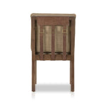 Featuring Wilmington Alcala Fawn Dining Chair by Four Hands at Amethyst Home. An Amethyst fave -- the Wilmington dining chair has a gorgeous coffee colored textile paired with medium toned wood and interesting leather buckles on the back -- we tied in the gold buckles with the gold chandelier above!  Inspired by the folded pillow form, the seat and back cushio. Amethyst Home provides interior design, new home construction design consulting, vintage area rugs, and lighting in the Austin metro area.