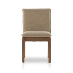 Featuring Wilmington Alcala Fawn Dining Chair by Four Hands at Amethyst Home. An Amethyst fave -- the Wilmington dining chair has a gorgeous coffee colored textile paired with medium toned wood and interesting leather buckles on the back -- we tied in the gold buckles with the gold chandelier above!  Inspired by the folded pillow form, the seat and bac. Amethyst Home provides interior design, new home construction design consulting, vintage area rugs, and lighting in the Salt Lake City metro area.
