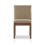 Featuring Wilmington Alcala Fawn Dining Chair by Four Hands at Amethyst Home. An Amethyst fave -- the Wilmington dining chair has a gorgeous coffee colored textile paired with medium toned wood and interesting leather buckles on the back -- we tied in the gold buckles with the gold chandelier above!  Inspired by the folded pillow form, the seat and bac. Amethyst Home provides interior design, new home construction design consulting, vintage area rugs, and lighting in the Salt Lake City metro area.