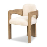 Striking from every view. This statement-making chair combines beautiful natural oak in tripod form with high-performance fabric. The cantilever design, with a wide plank back and sloping arms, form an eye-catching silhouette for the floating seat and overflowing back cushion. Amethyst Home provides interior design, new home construction design consulting, vintage area rugs, and lighting in the Laguna Beach metro area.