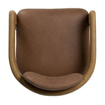 Striking from every view. This statement-making dining chair combines solid oak in tripod form with top-grain leather. The cantilever design, with a wide plank back and sloping arms, form an eye-catching silhouette for the floating seat and overflowing back cushion. Amethyst Home provides interior design, new home construction design consulting, vintage area rugs, and lighting in the Los Angeles metro area.