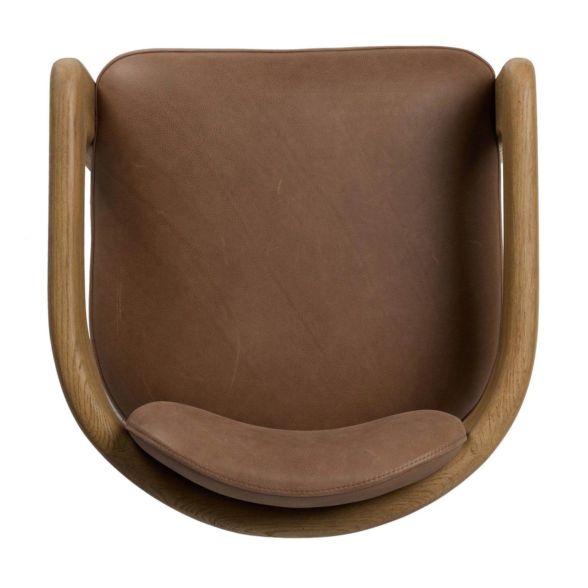 Striking from every view. This statement-making dining chair combines solid oak in tripod form with top-grain leather. The cantilever design, with a wide plank back and sloping arms, form an eye-catching silhouette for the floating seat and overflowing back cushion. Amethyst Home provides interior design, new home construction design consulting, vintage area rugs, and lighting in the Los Angeles metro area.