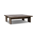 A squared coffee table of rich oak veneer meets clean lines with wide proportions, bringing a beautifully natural look to your living space Amethyst Home provides interior design, new home construction design consulting, vintage area rugs, and lighting in the Houston metro area.