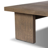 A squared coffee table of rich oak veneer meets clean lines with wide proportions, bringing a beautifully natural look to your living space Amethyst Home provides interior design, new home construction design consulting, vintage area rugs, and lighting in the Newport Beach metro area.