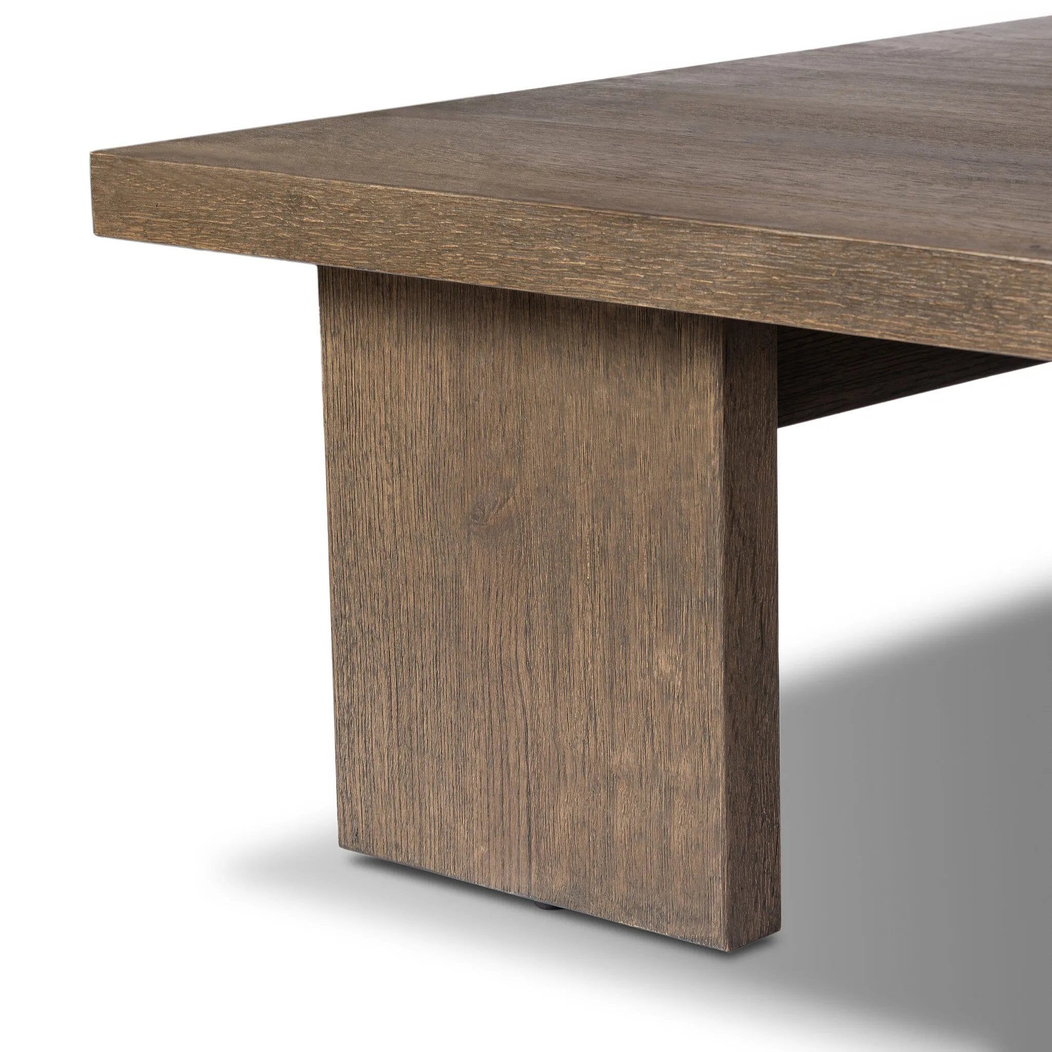 A squared coffee table of rich oak veneer meets clean lines with wide proportions, bringing a beautifully natural look to your living space Amethyst Home provides interior design, new home construction design consulting, vintage area rugs, and lighting in the Newport Beach metro area.