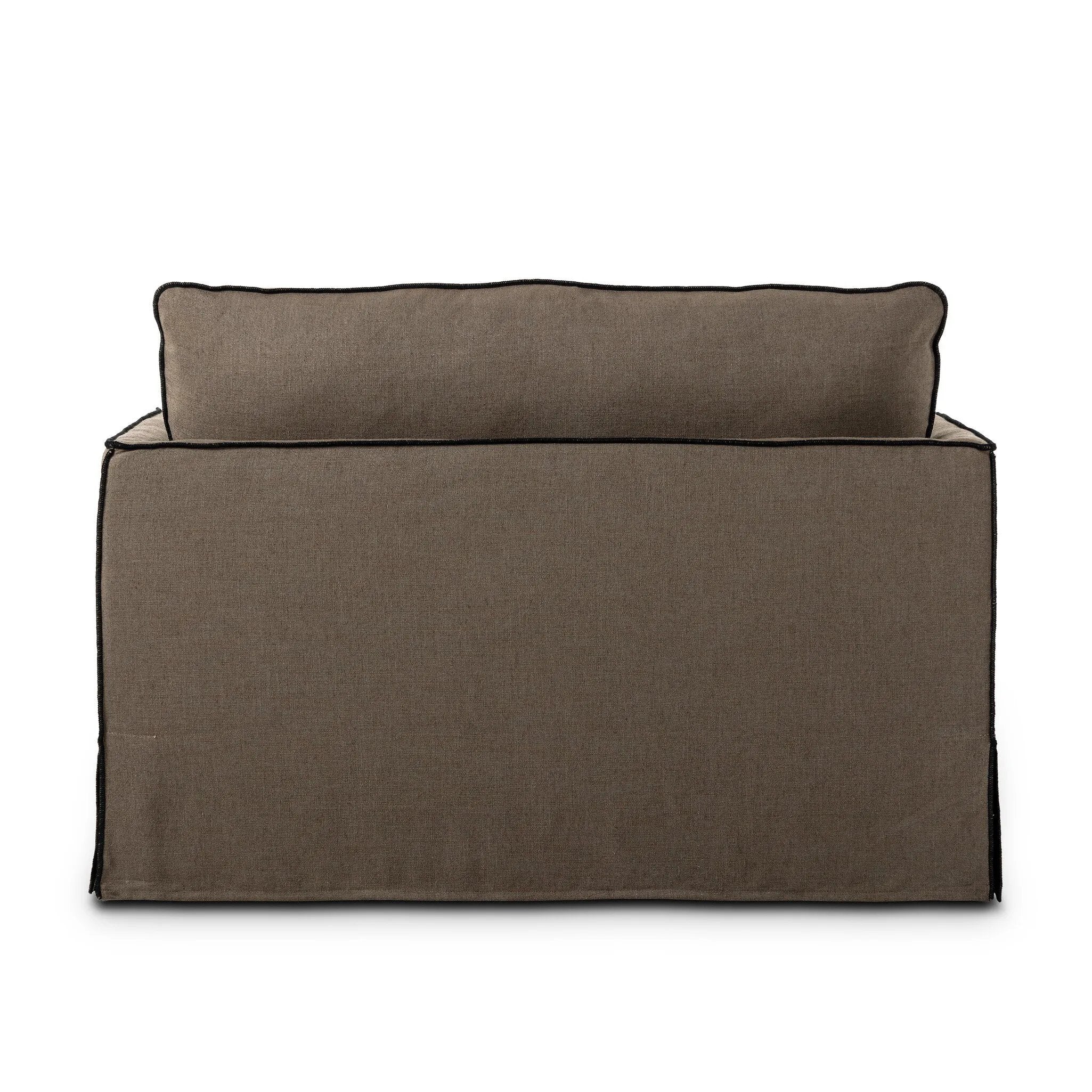 Comfort driven for serious lounging, without sacrificing modern design. This chaise's duvet-style back and T-cushion create the ultimate spot to relax, with its soft feather-blend cushioning. Finished with overlock stitching to create the edges' tailored look.As fans of wabi sabi materials at Amethyst, we love the designer inspired Yates Chaise. Amethyst Home provides interior design, new home construction design consulting, vintage area rugs, and lighting in the Los Angeles metro area.