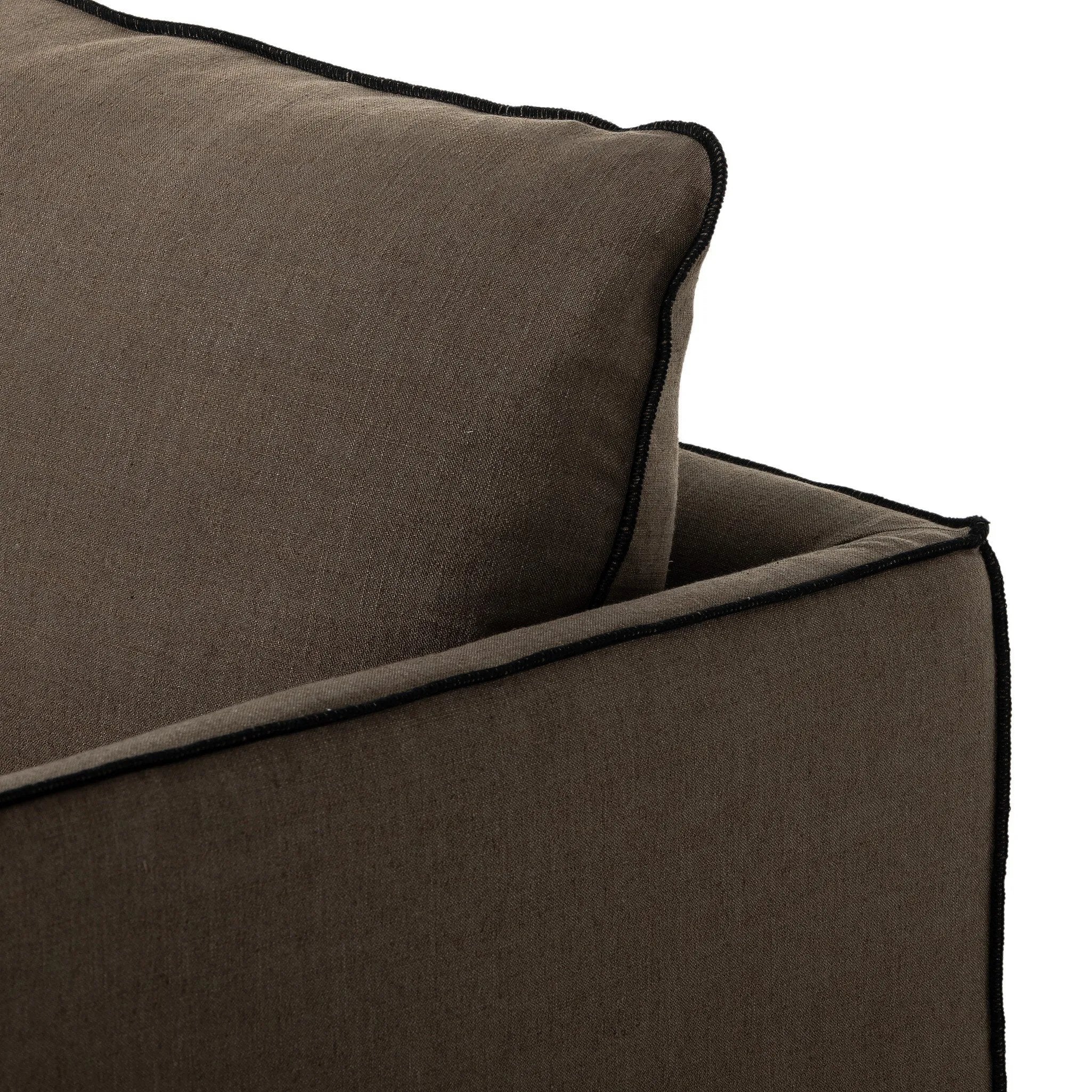 Comfort driven for serious lounging, without sacrificing modern design. This chaise's duvet-style back and T-cushion create the ultimate spot to relax, with its soft feather-blend cushioning. Finished with overlock stitching to create the edges' tailored look.As fans of wabi sabi materials at Amethyst, we love the designer inspired Yates Chaise. Amethyst Home provides interior design, new home construction design consulting, vintage area rugs, and lighting in the Winter Garden metro area.