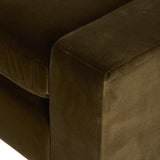 Featuring Yelena Surrey Olive 3-Piece Sectional by Four Hands at Amethyst Home. Add a hint of modern to your space with the streamlined silhouette and dramatic side profile of this track arm sectional. Designed with subtle tapering seen from the side and inviting bench-style seating. Crafted with extra plush foam cushions and S-spring suspension.Overall Dimens. Amethyst Home provides interior design, new home construction design consulting, vintage area rugs, and lighting in the Boston metro area.