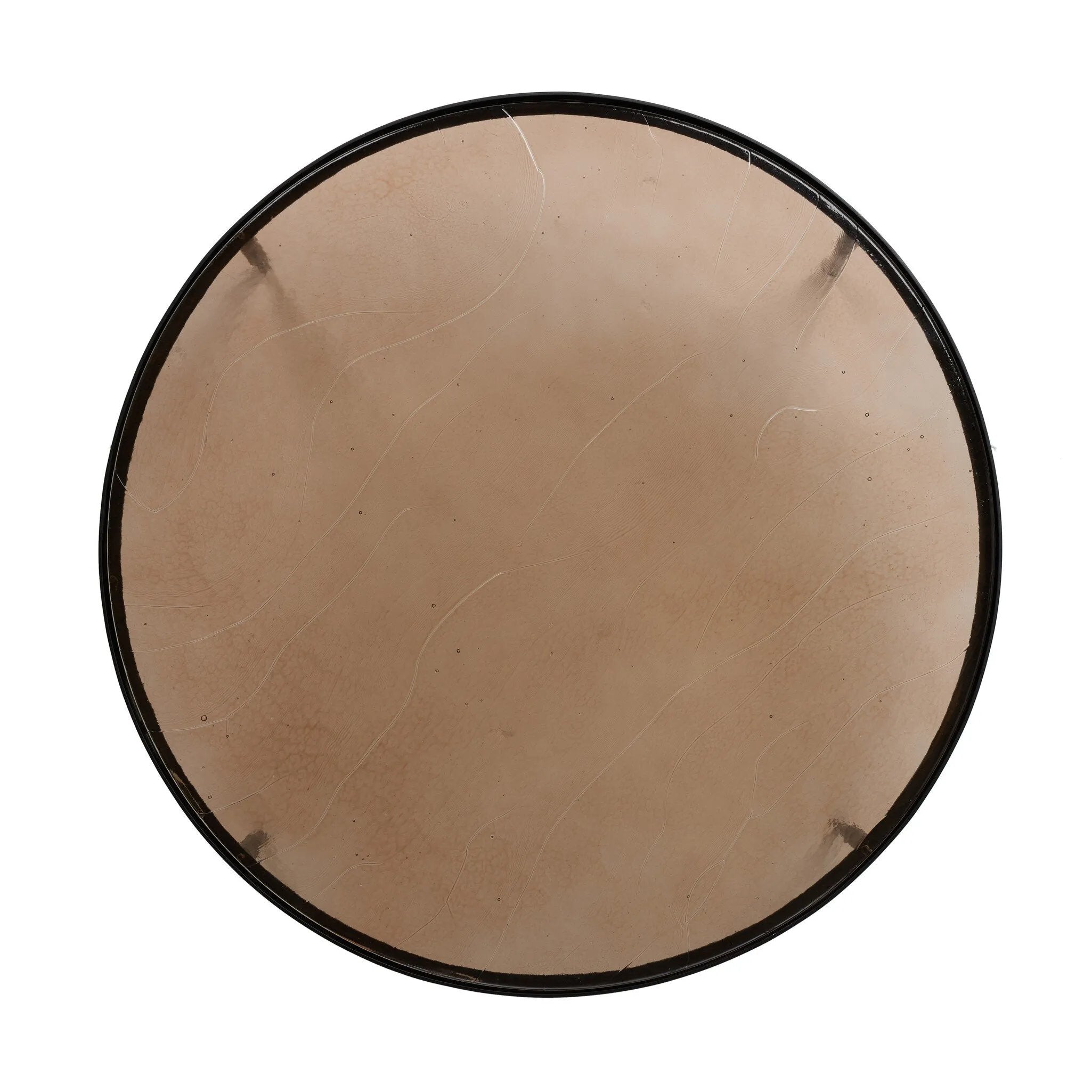 Smoky brown glass-topped table with slim, tapered matte black metal frames for a sleek, modern look. Part of a nesting set, can be used alone or paired with its smaller counterpart Amethyst Home provides interior design, new home construction design consulting, vintage area rugs, and lighting in the Salt Lake City metro area.