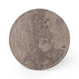 Featuring Zane Warm Grey Marble End Table by Four Hands at Amethyst Home. Ground your living space with a rounded end table of grey-finished marble. With thoughtful design touches like bullnose edging and a tray-style top, this table's detailing crafts an elevated artisan look that's sure to spark conversation. Overall Dimensions: 24.50"w x 24.50"d x 18.00"h. Amethyst Home provides interior design, new home construction design consulting, vintage area rugs, and lighting in the Houston metro area.