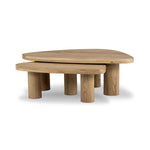 Featuring Zion Natural Oak Nesting Coffee Tables by Four Hands at Amethyst Home. Overall Dimensions: 48.00"w x 30.00"d x 15.00"hWeight : 86.09 lbsMaterials: Solid Oak, Oak Veneer. Amethyst Home provides interior design, new home construction design consulting, vintage area rugs, and lighting in the Boston metro area.