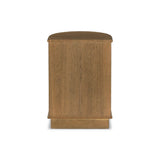 Modern with hints of heritage and Art Deco, crafted of warm, spiced oak. A flexible layering piece that can be styled just about anywhere — as a nightstand or in the entryway or hallway, its slight scale and demilune shape are great for smaller spaces, as its flat back can be styled right up against the wall. Amethyst Home provides interior design, new home construction design consulting, vintage area rugs, and lighting in the Alpharetta metro area.