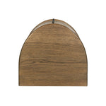Modern with hints of heritage and Art Deco, crafted of warm, spiced oak. A flexible layering piece that can be styled just about anywhere — as a nightstand or in the entryway or hallway, its slight scale and demilune shape are great for smaller spaces, as its flat back can be styled right up against the wall. Amethyst Home provides interior design, new home construction design consulting, vintage area rugs, and lighting in the Miami metro area.