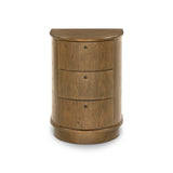 Modern with hints of heritage and Art Deco, crafted of warm, spiced oak. A flexible layering piece that can be styled just about anywhere — as a nightstand or in the entryway or hallway, its slight scale and demilune shape are great for smaller spaces, as its flat back can be styled right up against the wall. Amethyst Home provides interior design, new home construction design consulting, vintage area rugs, and lighting in the Monterey metro area.