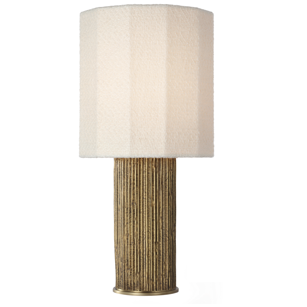 Featuring Fumar 24" Table Lamp Ridged Tombac by Visual Comfort at Amethyst Home. Fumar 24" Table Lamp in Ridged Tombac with Bouclé Shade
Overall Dimensions: 11" L x 11" W x 23.5" HWeight : 14 lbs.. Amethyst Home provides interior design, new construction, custom furniture, and area rugs in the Tampa metro area