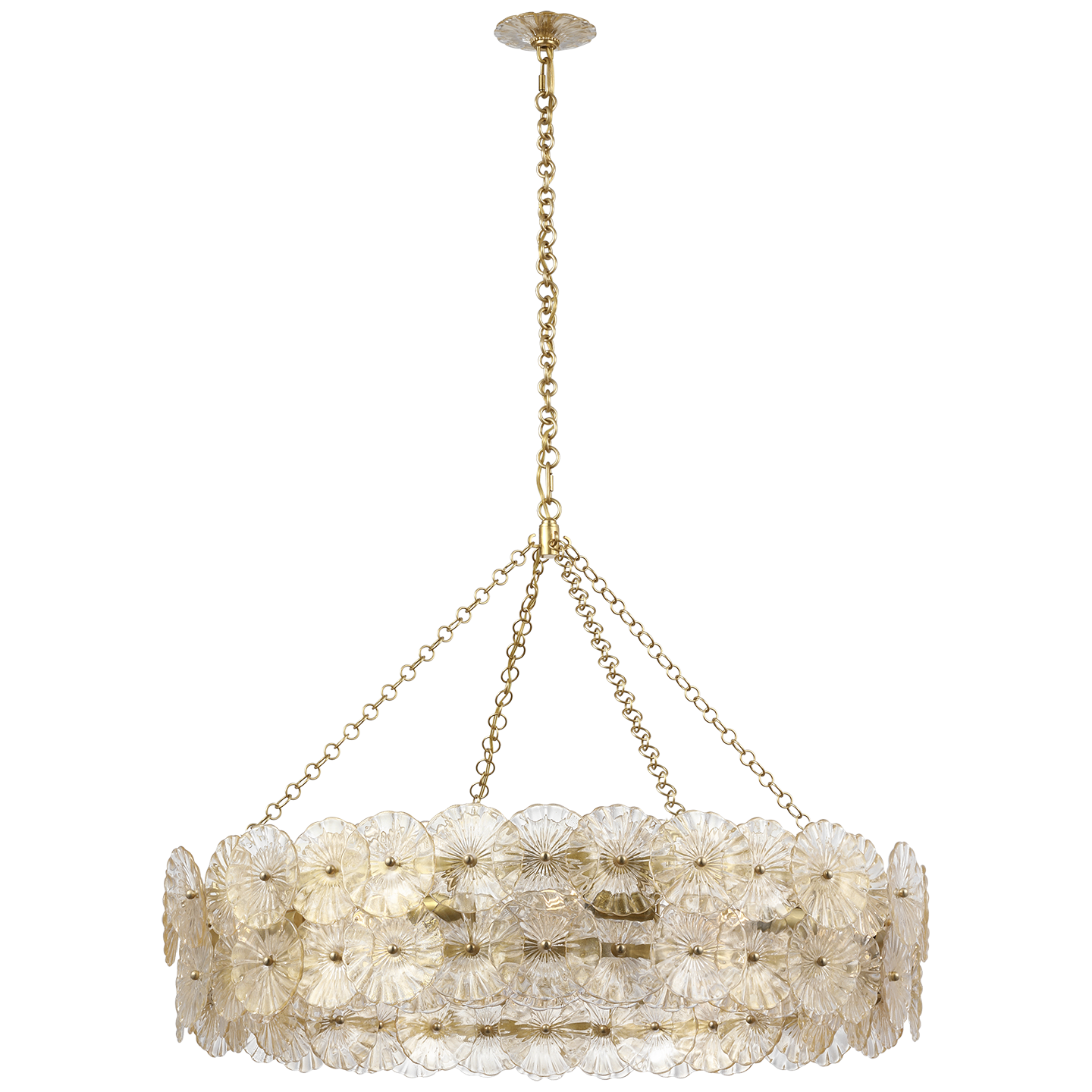 Featuring Gianna 36" Ring Chandelier Hand-Rubbed Antique Brass by Visual Comfort at Amethyst Home. Gianna 36" Ring Chandelier in Gild with Clear Glass
Overall Dimensions: 35.75" L x 35.75" W x 24.5" H Weight: 41 lbs.. Amethyst Home provides interior design, new construction, custom furniture, and area rugs in the Washington metro area