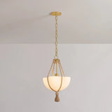 Celebrating the beauty of natural materials, the sophisticated Amberley pendant features a unique natural rope suspension and ethereal opal matte glass shade. Resembling a quatrefoil shape from above, the shade has four scalloped edges that nod to its botanical underpinnings. Amethyst Home provides interior design, new home construction design consulting, vintage area rugs, and lighting in the Tampa metro area.