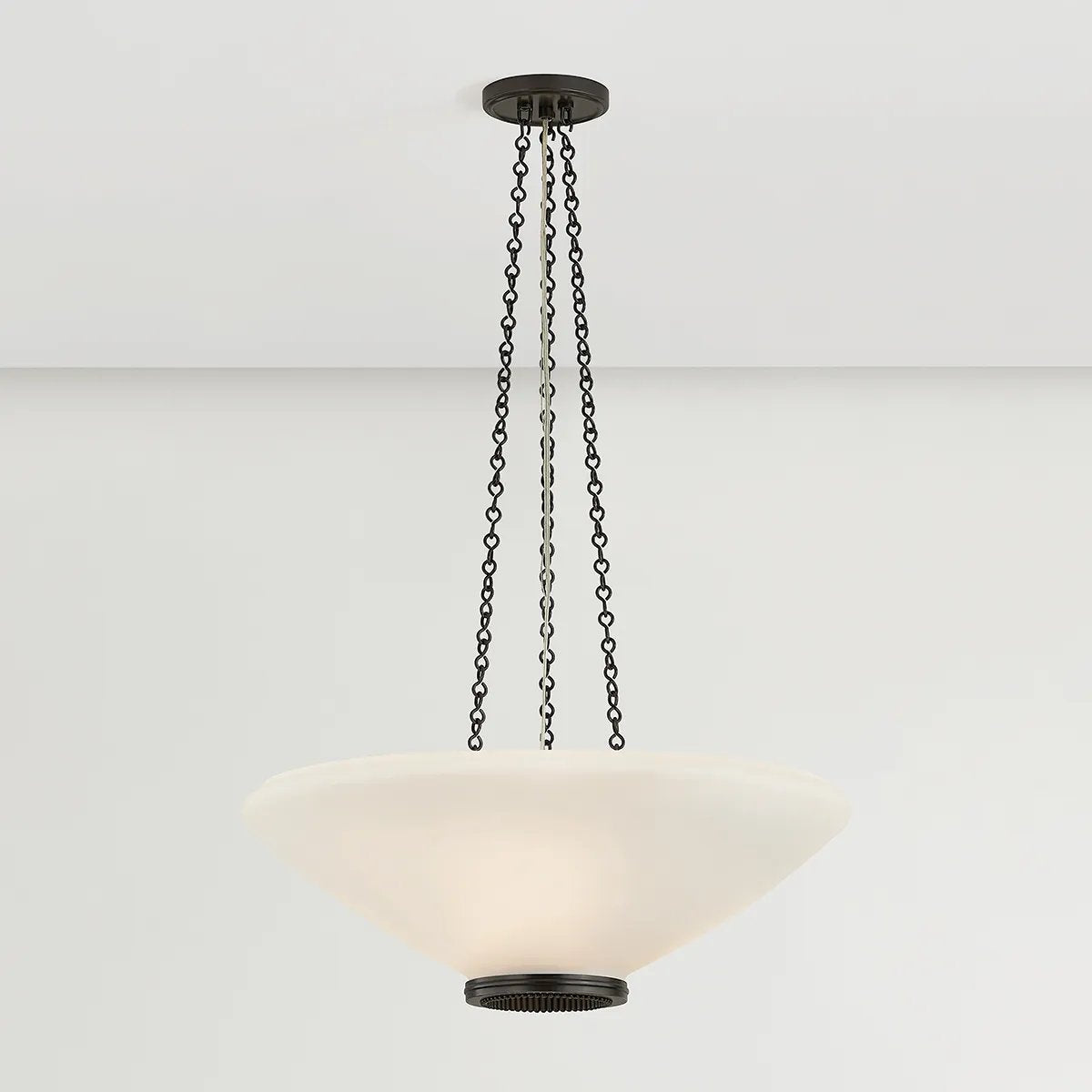 The traditional silhouette of the Awosting pendant receives a fashionable update with jewelry-inspired details. Blown from opal matte glass, the shade’s softened edges evoke a sense of calm, organic beauty. As light passes through the oculus, the lace-like metalwork becomes more noticeable. Amethyst Home provides interior design, new home construction design consulting, vintage area rugs, and lighting in the Salt Lake City metro area.