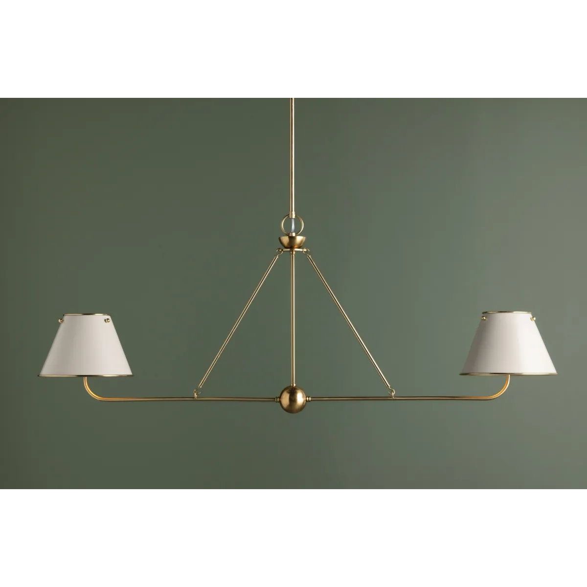 The Burghley family channels a tailored aesthetic with clean lines and sleek metal shades. Featuring Mark D. Sikes’ signature brass ball detail as well as stylish bolts securing the shades, Burghley makes heritage-inspired silhouettes feel fresh. Amethyst Home provides interior design, new home construction design consulting, vintage area rugs, and lighting in the Austin metro area.