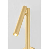 Incorporating CSL’s innovative ‘Whisper’ technology, Circleville cuts a sleek figure in Aged Brass. While it might read as industrial, the elongated tube forms lean towards modernist aesthetics. The articulating shade allows precise control to create a powerful spotlight where needed. Available as a sconce and floor lamp. Amethyst Home provides interior design, new home construction design consulting, vintage area rugs, and lighting in the Boston metro area.