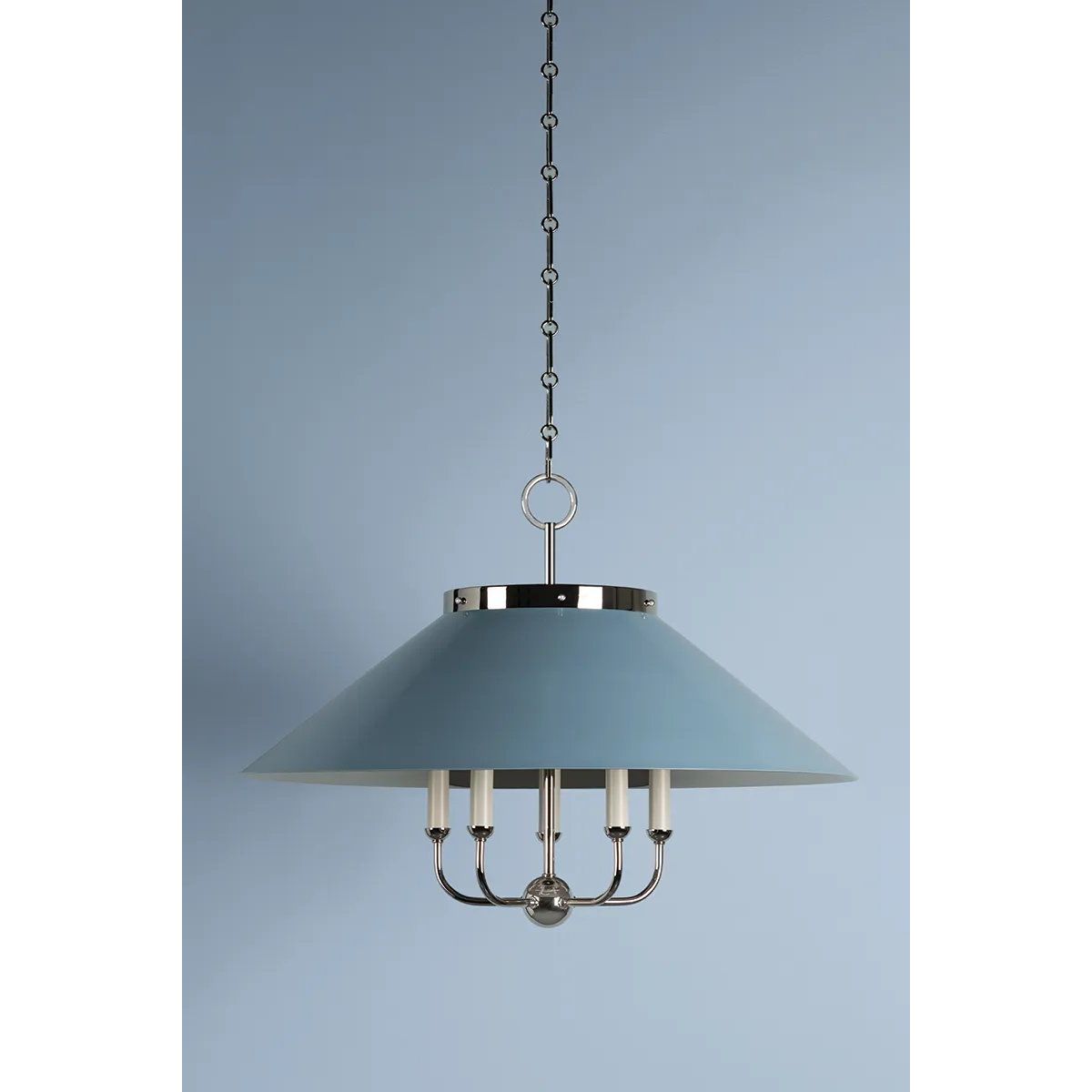 This classic metal shade design feels special with fresh finish combinations and sleek, heritage-inspired details. The contrastiing Aged Brass accents and modern gooseneck arm allow the pendants and sconce an updated, yet classic feel. The tapered shade over a five-light candelabra give the chandelier new traditional appeal. Amethyst Home provides interior design, new home construction design consulting, vintage area rugs, and lighting in the San Diego metro area.