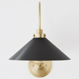 This classic metal shade design feels special with fresh finish combinations and sleek, heritage-inspired details. The contrastiing Aged Brass accents and modern gooseneck arm allow the pendants and sconce an updated, yet classic feel. The tapered shade over a five-light candelabra give the chandelier new traditional appeal. Amethyst Home provides interior design, new home construction design consulting, vintage area rugs, and lighting in the Salt Lake City metro area.