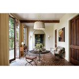 The Meadowbrook rechargeable lamp reinterprets a traditional silhouette with charming details. A beautifully grained light oak base rests upon a scalloped Aged Brass foot, introducing a graphic floral element. Topped with a classic white linen shade, the design balances decorative appeal with modern tailoring. Amethyst Home provides interior design, new home construction design consulting, vintage area rugs, and lighting in the Scottsdale metro area.