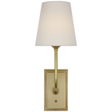 Featuring Hulton 17" Cordless Single Sconce Hand-Rubbed Antique Brass by Visual Comfort at Amethyst Home. Hulton 17" Cordless Single Sconce in Hand-Rubbed Antique Brass with Linen Shade
Overall Dimensions: 6.5" L x 6.5" W x 17.75" H
Weight : 6 lbs.. Amethyst Home provides interior design, new construction, custom furniture, and area rugs in the Alpharetta metro area