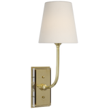 Featuring Hulton 17" Cordless Single Sconce Hand-Rubbed Antique Brass by Visual Comfort at Amethyst Home. Hulton 17" Cordless Single Sconce in Hand-Rubbed Antique Brass with Linen Shade
Overall Dimensions: 6.5" L x 6.5" W x 17.75" H
Weight : 6 lbs.. Amethyst Home provides interior design, new construction, custom furniture, and area rugs in the Monterey metro area