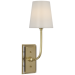 Featuring Hulton 17" Cordless Single Sconce Hand-Rubbed Antique Brass by Visual Comfort at Amethyst Home. Hulton 17" Cordless Single Sconce in Hand-Rubbed Antique Brass with Linen Shade
Overall Dimensions: 6.5" L x 6.5" W x 17.75" HWeight : 6 lbs.. Amethyst Home provides interior design, new construction, custom furniture, and area rugs in the San Diego metro area