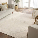Hand carded wool, soft Tencel, and a neutral color palette define the handknotted Ashend Imbar. The Imbar rug showcases a Moroccan-inspired center medallion in a neutral, cream, taupe, and beige colorway. Geometric detailing via high and low pile establishes a thin border and provides a nod to the tribal styles of northern Africa. Amethyst Home provides interior design, new home construction design consulting, vintage area rugs, and lighting in the Nashville metro area.