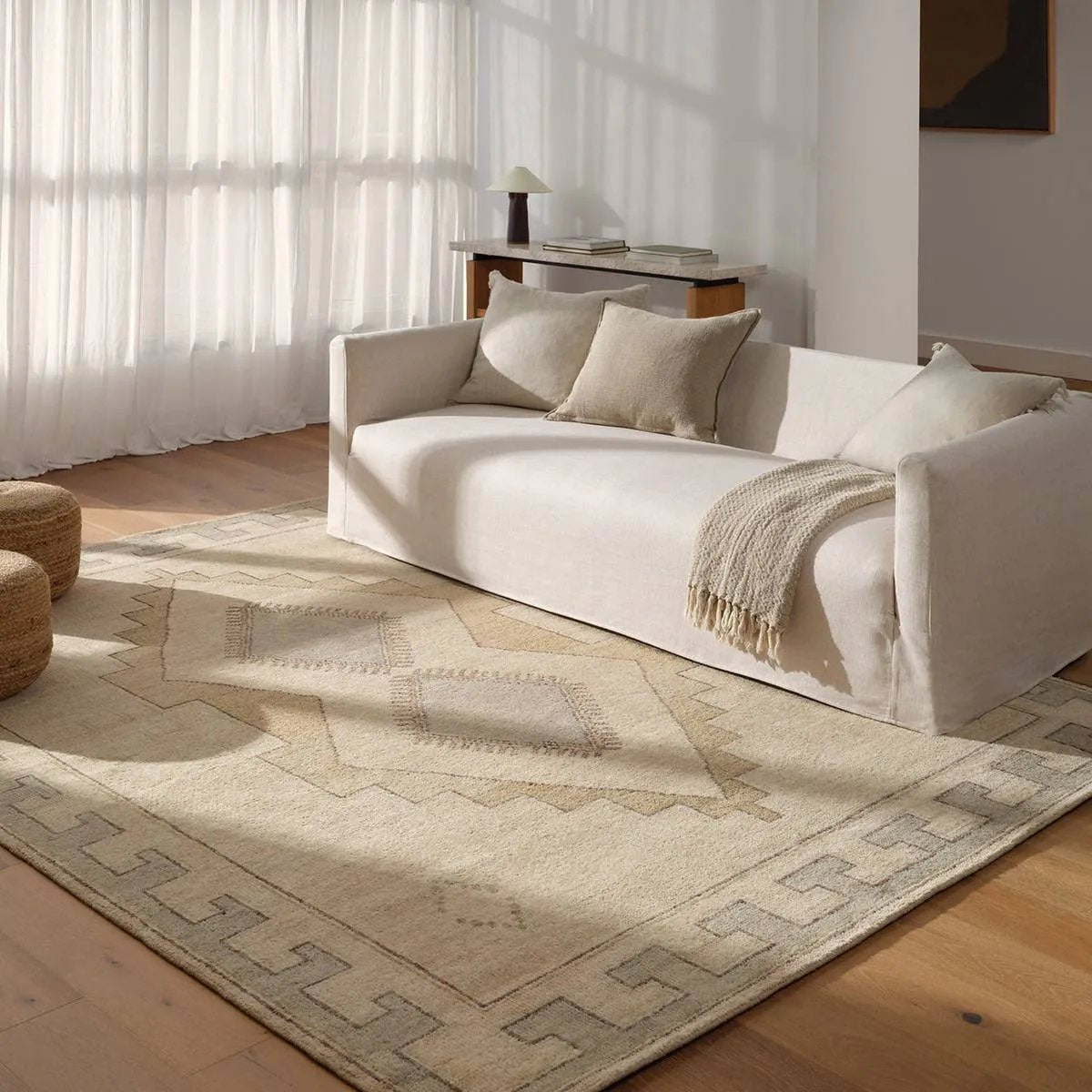Featuring Azzurro Hand-Knotted Rug by Jaipur Living at Amethyst Home. Classic in pattern, modern in palette—the Azzurro rug offers the best of both worlds. A light green medallion motif unfolds across a soft cream backdrop, balancing timeless elegance with contemporary sensibility. Hand-carded wool lends a rich, organic texture—an ideal foundation for medium-. Amethyst Home provides interior design, new home construction design consulting, vintage area rugs, and lighting in the Houston metro area.