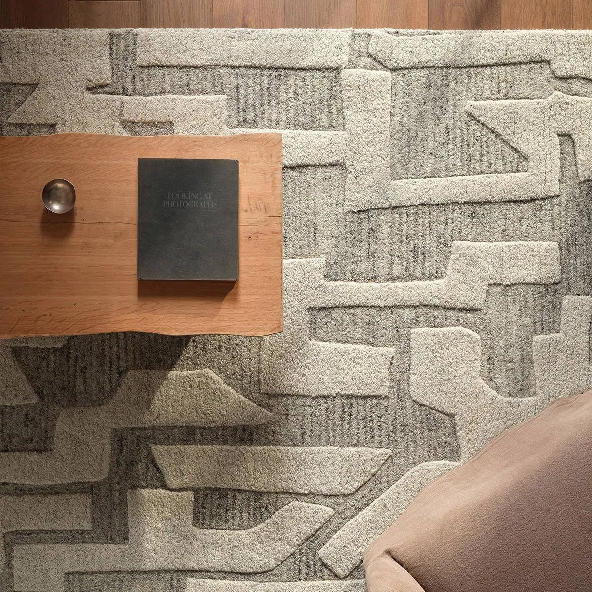 The handtufted Mallino Eminence designed by Nikki Chu infuses homes with contemporary appeal and stylishly contrasting motifs. Crafted from 100% undyed wool, the Eminence rug features a high-low texture with a soft hand and hand-embossed details. Amethyst Home provides interior design, new home construction design consulting, vintage area rugs, and lighting in the Alpharetta metro area.