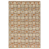 The Turkish-Killum-inspired Hazan Titale is intricately handknotted by artisans in India. Crafted with 15 knots per square inch, these durable area rugs thrive in both high and low traffic areas of the home. The Titale design showcases traditional-style miniature medallions in orange, slate, pink, light green, and cream hues. Amethyst Home provides interior design, new home construction design consulting, vintage area rugs, and lighting in the Newport Beach metro area.