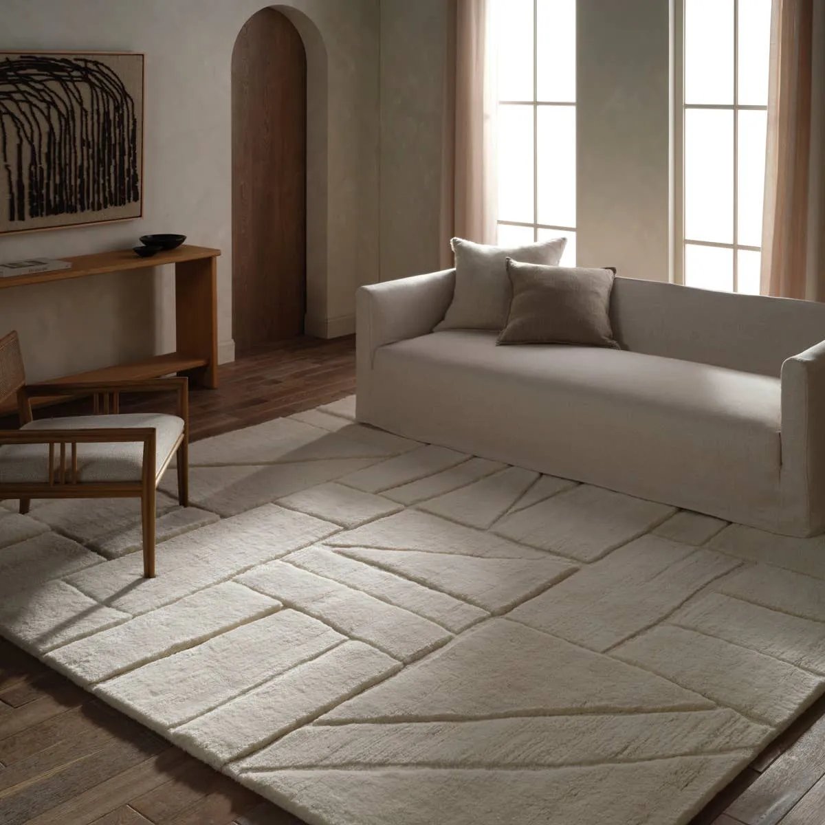 Embrace clean, simple elegance with the Ameln Jamun. As artisans knot each strand by hand, they weave in modern, centric lines that balance Moroccan heritage with contemporary edge. Made from lush New Zealand wool, the Jamun rug offers delicious dimension and a cloud-like texture, offering comfort with every step.Hand Knotte Amethyst Home provides interior design, new home construction design consulting, vintage area rugs, and lighting in the Tampa metro area.