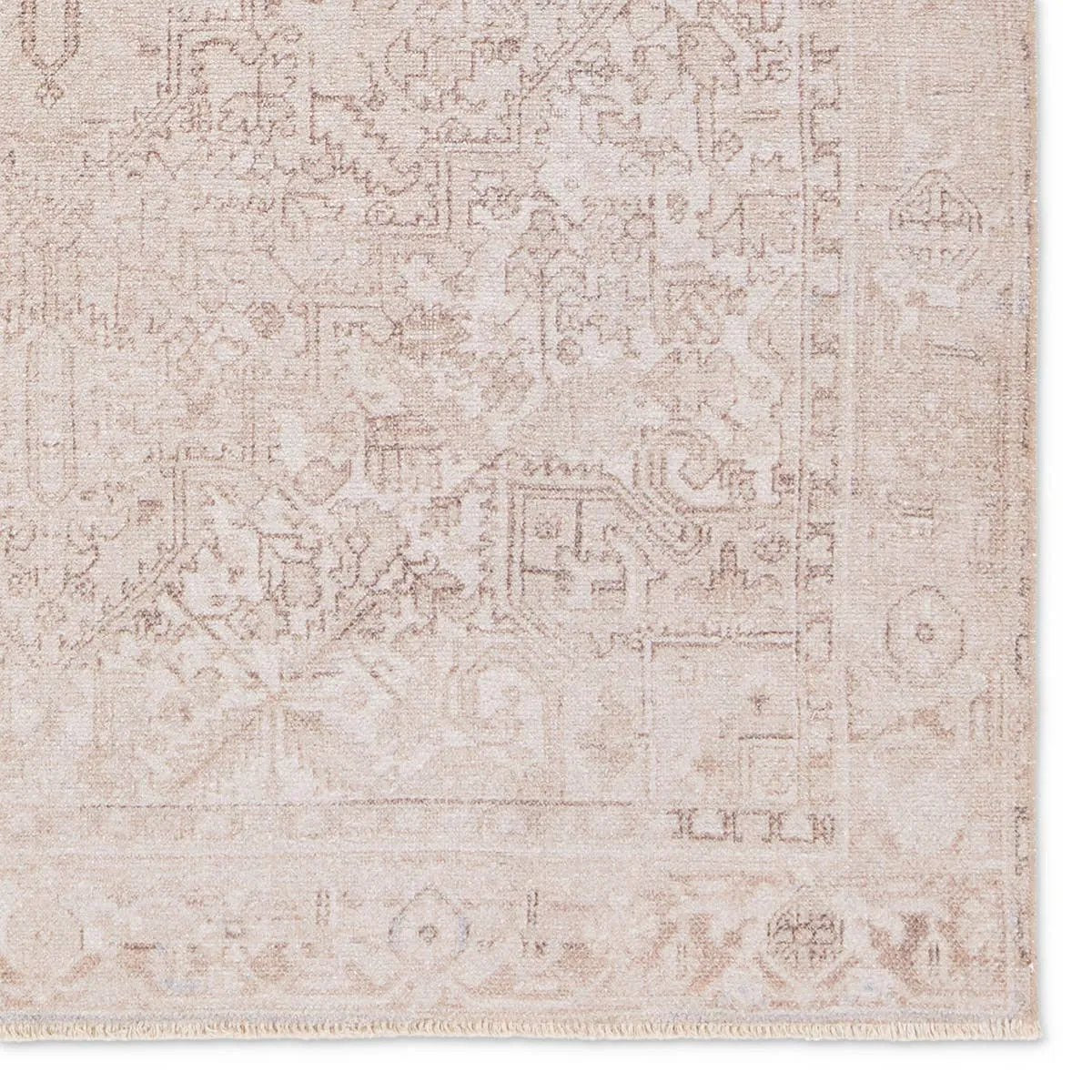 Distressed, vintage designs offer an elevated tone for the Lumal Collection. The Tymabe rug features an updated traditional inspired medallion, geometric border, and intricate detailing in tones of tan, cream, and slate. This machine washable rug is stain resistant and easy to clean, perfect for homes with children and pets. Amethyst Home provides interior design, new home construction design consulting, vintage area rugs, and lighting in the Monterey metro area.