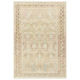 The Magnus design features a traditional pattern of small medallions set against a warm tan and beige backdrop, highlighted by subtle blue accents. Its vintage, distressed finish adds character and charm, making it feel like a treasured heirloom from the very first step.Hand Tufte Amethyst Home provides interior design, new home construction design consulting, vintage area rugs, and lighting in the Des Moines metro area.