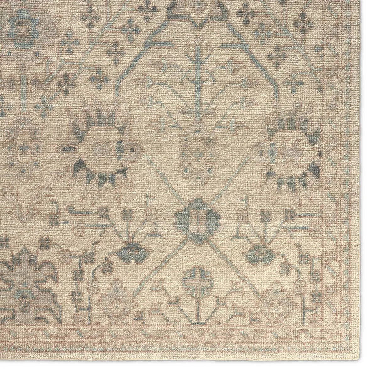 The Eden Varteni pairs fresh, vibrant colors with provincial Persian motifs for the perfect blend of new and time-honored. This hand-knotted wool rug features a hand-sheared quality that lends the design a perfectly vintage and a lovingly worn look. Amethyst Home provides interior design, new home construction design consulting, vintage area rugs, and lighting in the Alpharetta metro area.