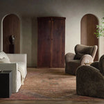 Strike the balance between vintage charm and modern sophistication with the Elaida Wells. A true marvel, this rug harmoniously blends traditional handweaving craftsmanship with the precision of modern printing and tufting techniques. Amethyst Home provides interior design, new home construction design consulting, vintage area rugs, and lighting in the Houston metro area.