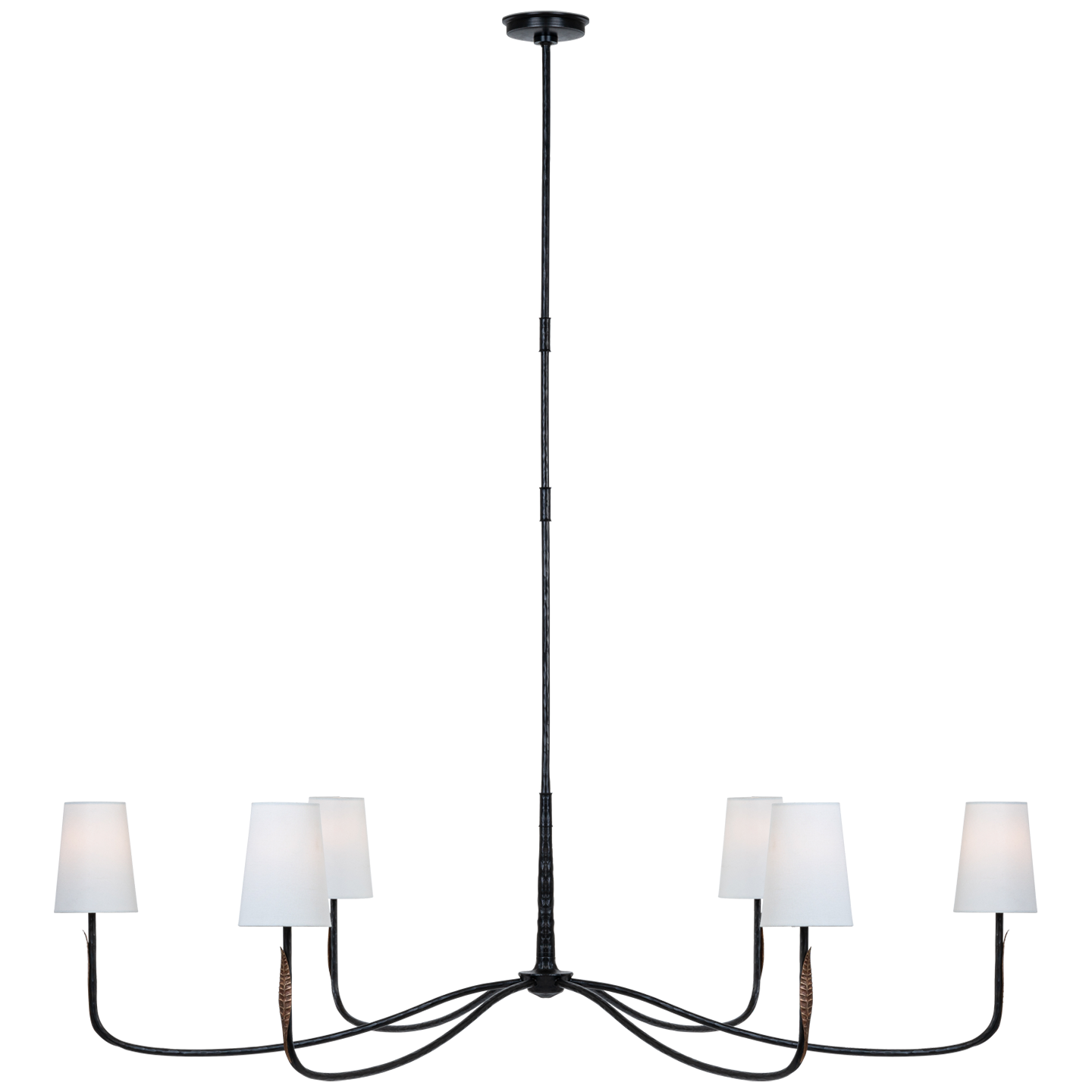 Featuring Kairos 58" Chandelier Aged Iron and Roman Bronze by Visual Comfort at Amethyst Home. Illuminate your space with opulence and style with our Kairos 58" Chandelier. Handcrafted with a blend of aged iron and Roman bronze, its grand design will add a touch of sophistication to any room. Make a statement with this exquisite chandelier, a true masterpiece for your home.
Ov. Amethyst Home provides interior design, new construction, custom furniture, and area rugs in the Newport Beach metro area