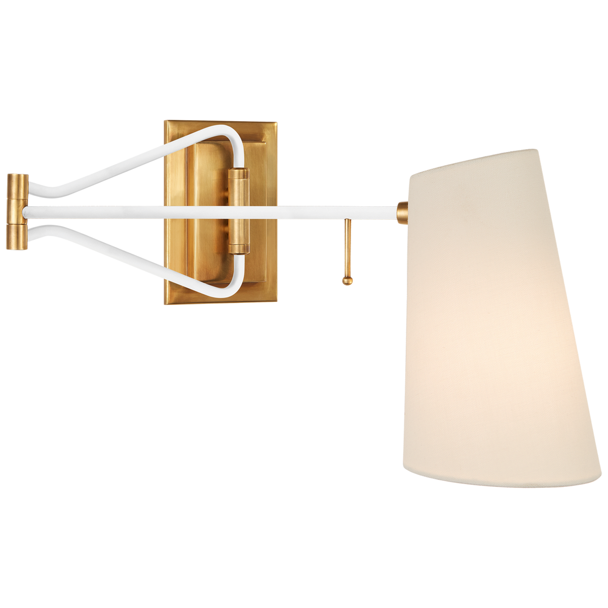 Keil Swing Arm Wall Light Hand-Rubbed Antique Brass and White | ready to ship!